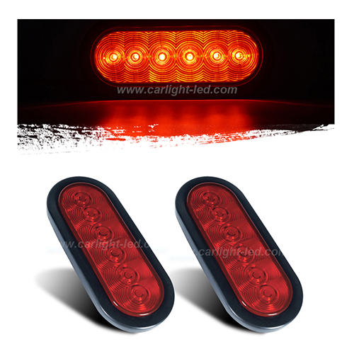 6 LED Waterproof Oval Red Trailer Lights